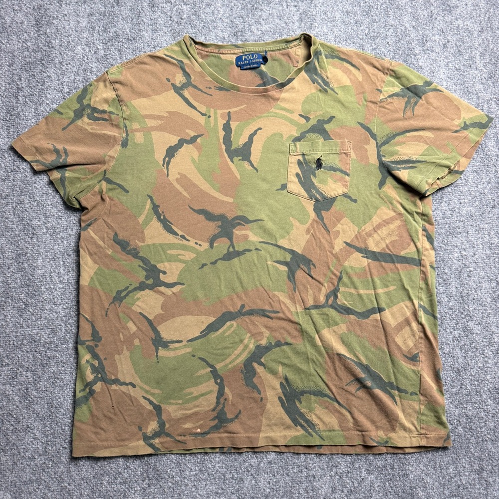 Polo Ralph Lauren Mens XL Camo Pocket T-Shirt Custom Slim Fit Brushstroke Camo
